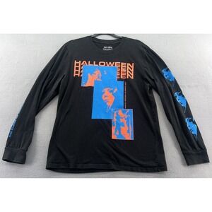 Hot Topic Halloween Shirt Mens Size L Black Graphic Print Long Sleeves Horror